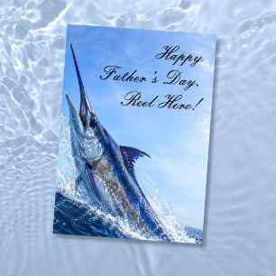 Cartão Carrete de Marlin Saltador Herói Dia dos Pais