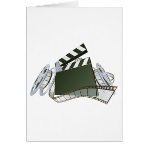 Cartão Carretéis de filme do clapperboard e do filme do