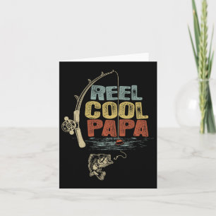 Cartão Carretel Vintage de Pescador Cool Papa
