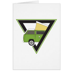 Cartão carrinha de campista verde clássico triangular