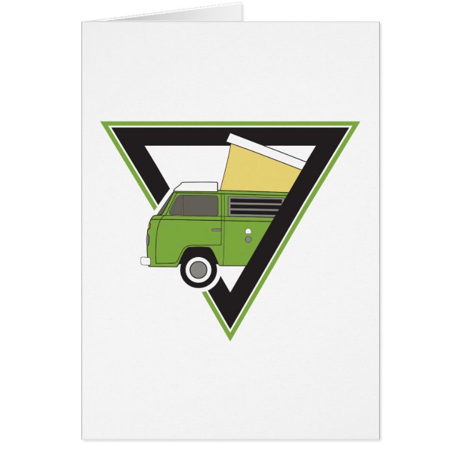 Cartão carrinha de campista verde clássico triangular (Frente)