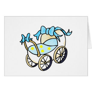 Cartão carrinho de bebê azul