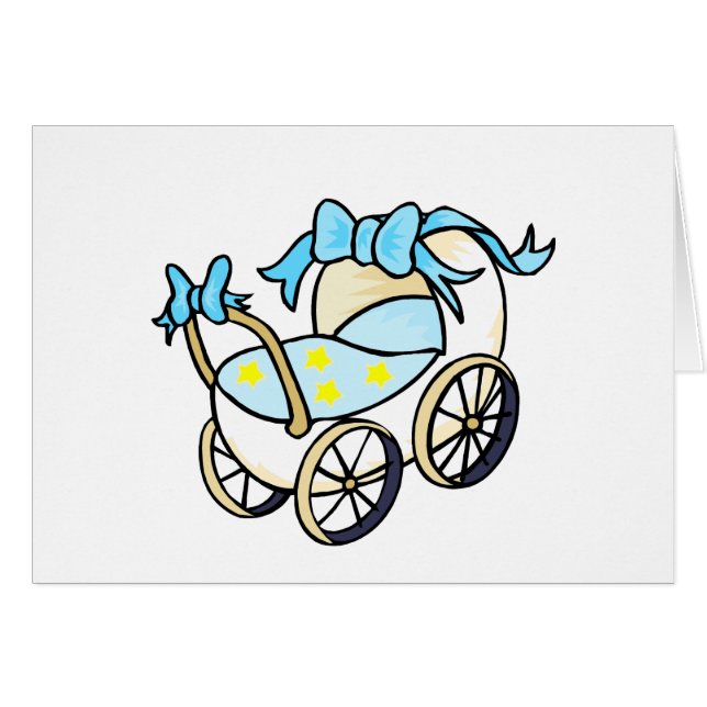 Cartão carrinho de bebê azul (Frente Horizontal)