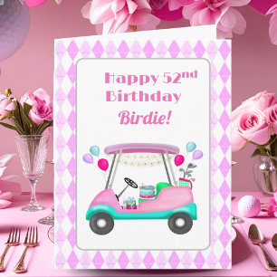Cartão Carrinho de festa de golfe feminino elegante 52º a