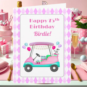 Cartão Carrinho de festa de golfe feminino elegante 75º a