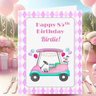 Cartão Carrinho de festa de golfe feminino elegante 85º a