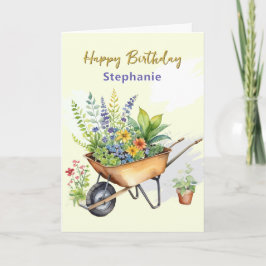 Cartão Carrinho de Jardim Personalizado Nome Feliz Aniver