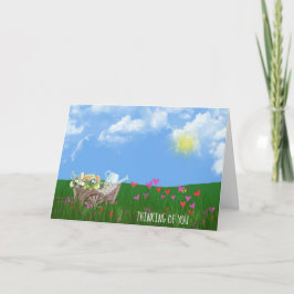 Cartão carrinho velho com flores pensando em você