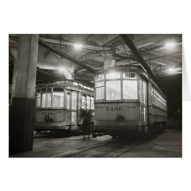 Cartão Carrinhos na Terminal, 1943 (Frente Horizontal)
