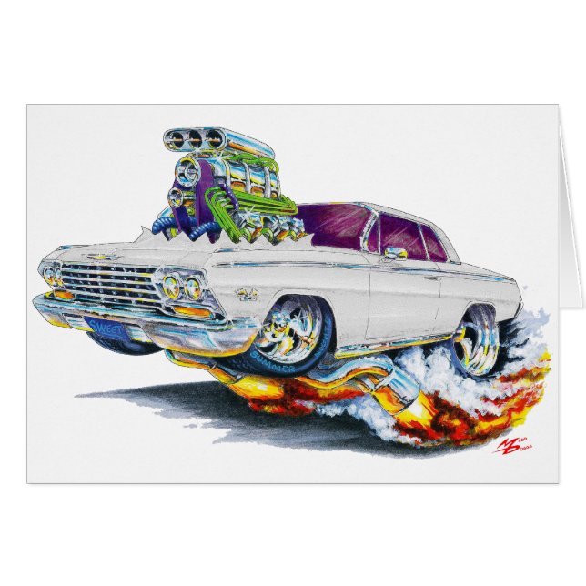 Cartão Carro 1962-63 do branco do Impala (Frente Horizontal)