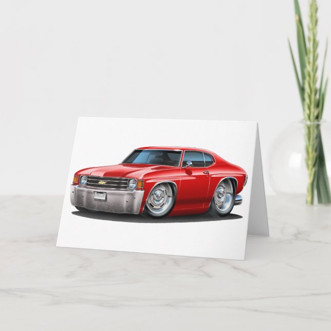 Cartão Carro 1971-72 do vermelho de Chevelle (Frente)
