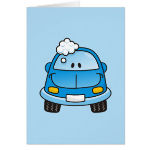 Cartão Carro azul com bolhas