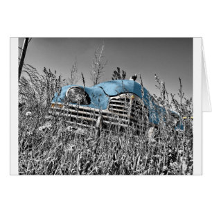 Cartão carro azul vintage