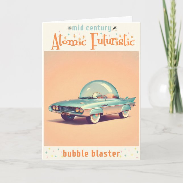 Cartão Carro Blaster de Bolha Futurista Atômico (Frente)