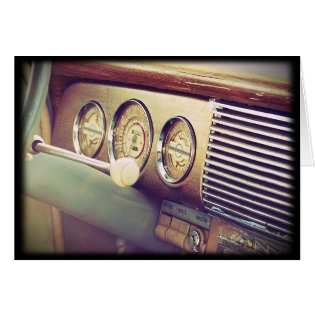 Cartão Carro Clássico Antiquado "Ignição" (Frente Horizontal)