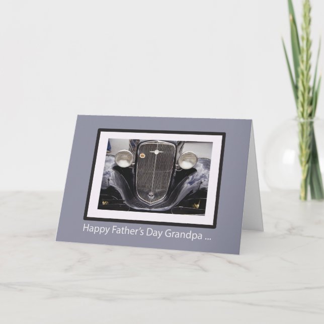 Cartão Carro clássico do Dia de os pais vovô (Frente)