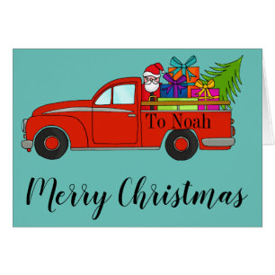 Cartão Carro de Natal Clássico Personalizável