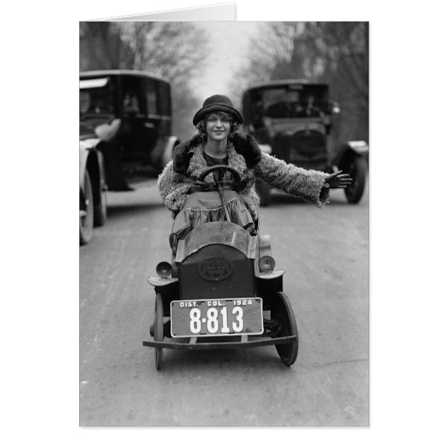 Cartão Carro de pedal Flapper, 1924 (Frente)