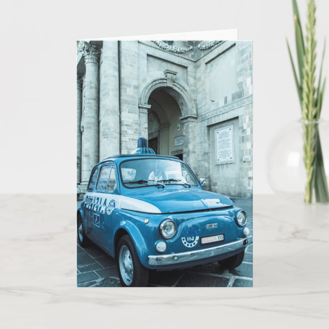 Cartão Carro de polícia de Fiat 500 em Italia (Frente)