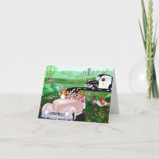 Cartão Carro de polícia engraçado Creationart da bobina (Frente)