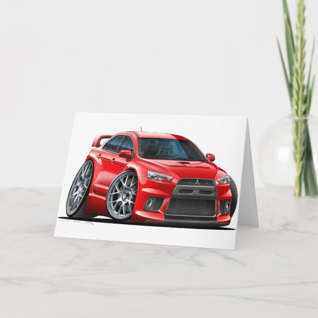 Cartão Carro do vermelho de Mitsubishi Evo (Frente)