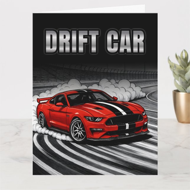 Cartão Carro Drift Músculo Vermelho (Planta pequena)