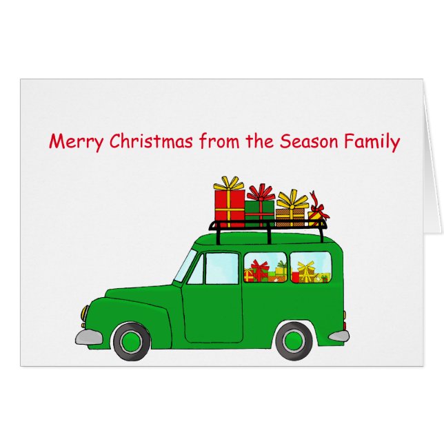 Cartão Carro Feliz de Natal (Frente Horizontal)
