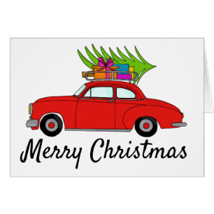 Cartão Carro Feliz de Natal com presentes