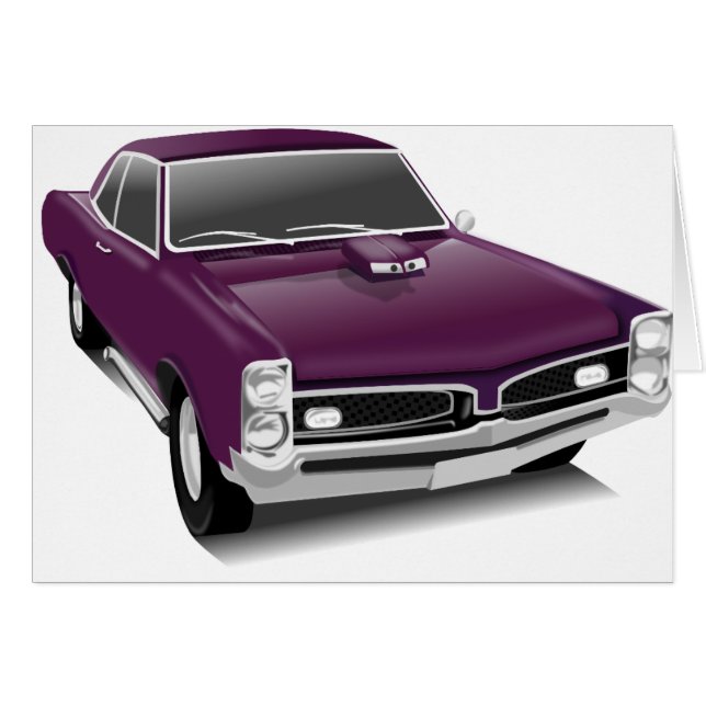 Cartão Carro muscular roxo (Frente Horizontal)