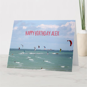 Cartão Carro personalizado Kite Boarning Race Happy Birth