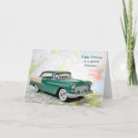 Cartão Carro Retro para Aniversário do Avô<br><div class="desc">O velho carro está no roteiro para o aniversário do neto.</div>