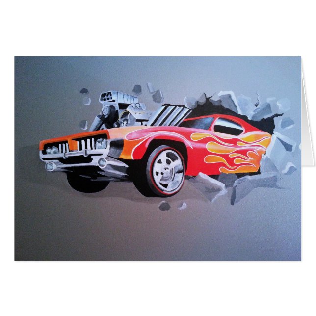 Cartão Carro Travando Através Da Parede (Frente Horizontal)