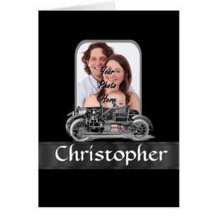 Cartão Carro vintage a preto