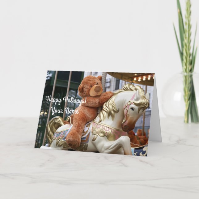 Cartão Carrossel com Urso de Teddy (Frente)