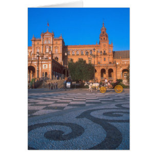 Cartão Carruagem puxada a cavalo na Plaza de Espana em