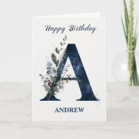 Carta A Aniversário para Ele Nome Personalizado Az