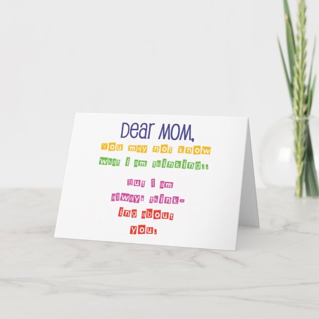 Cartão Carta de amor para a mãe (Frente)