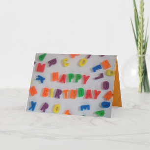 Cartão Carta de Aniversário com Imagens Letras