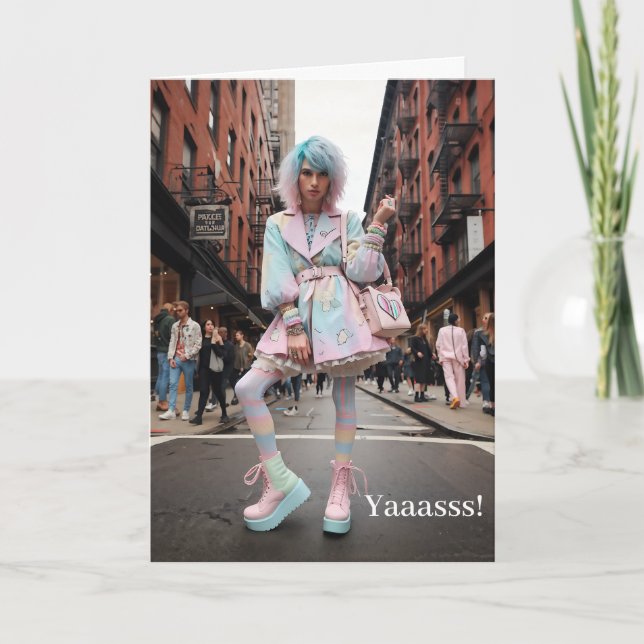 Cartão Carta de Aniversário LGBTQIA Yaasss (Frente)