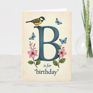 Cartão Carta de Aniversário Sweet Bird Letter B