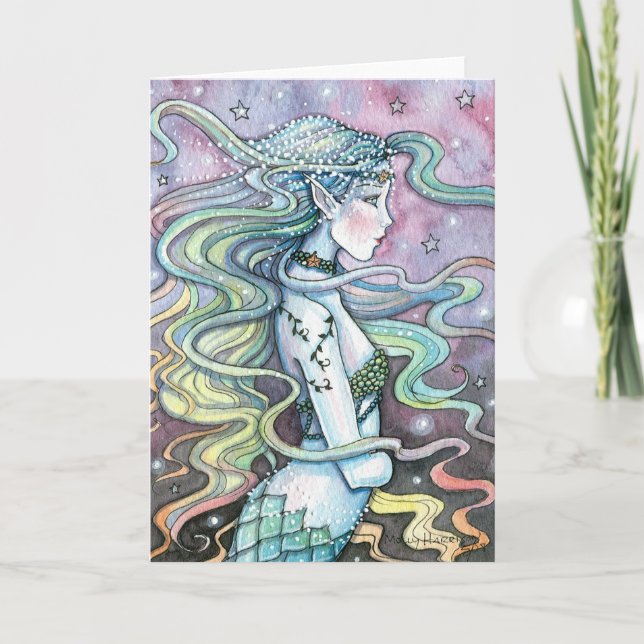 Cartão Carta de Arte da Sereia Celestial Astra Notecard (Frente)
