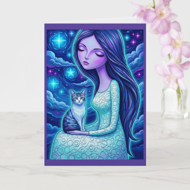 Cartão Carta de Arte Fantasia da Donzela da Lua de Invern (Orquídea)