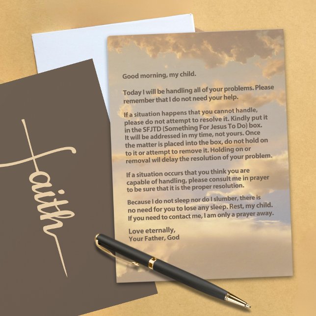 Cartão Carta de Deus Fé Encorajamento & Bênçãos  (Criador carregado)