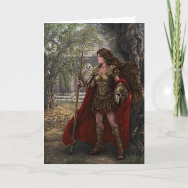 Cartão Carta de Deusa Athena da artista Lindsay Archer (Frente)