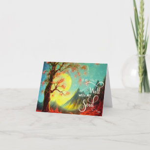 Cartão Carta de montanha do pôr do sol É bom Bonsai