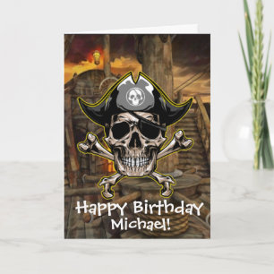 Cartão Carta de Navio Caveira Cruz Capitão Pirata Ossos