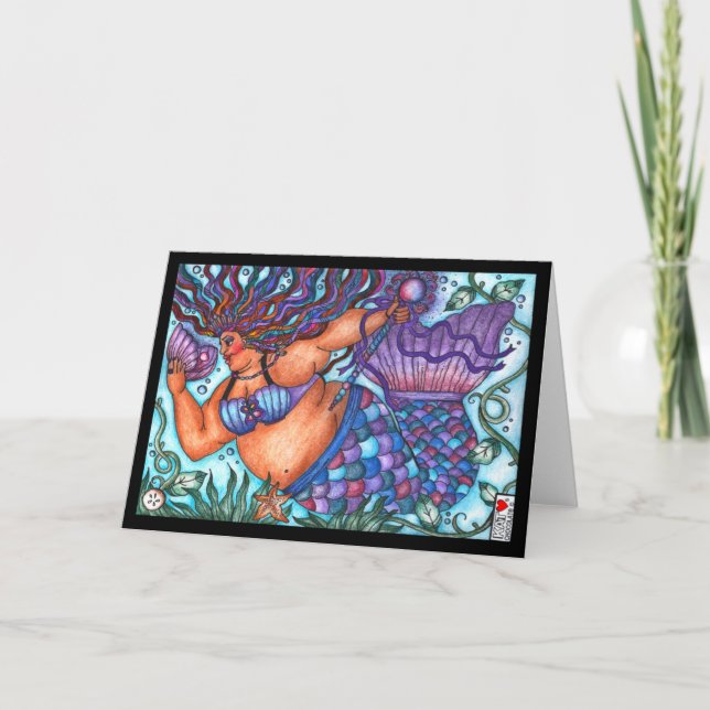 Cartão Carta de Saudação da Sereia Gorda Africana (Frente)