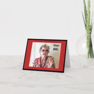 Cartão Carta de Saudação Humorosa IRS - Folha de Saudação