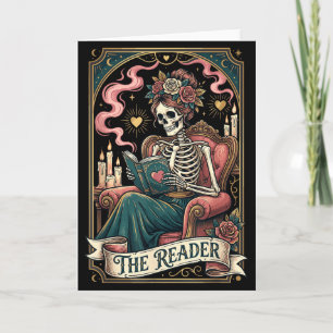 Cartão Carta de Tarot Esqueleto O Leitor Amante de Livros