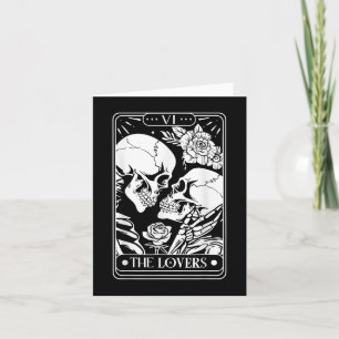 Cartão Carta de Tarot Os Amantes Vintage Esqueleto Gótico